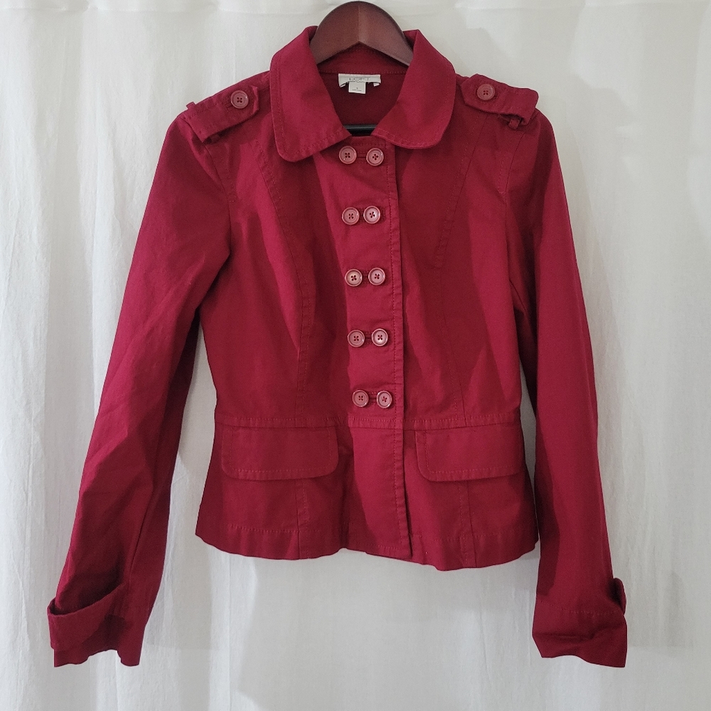 Ann Taylor LOFT Red Button Front Jacket Women's Size S
